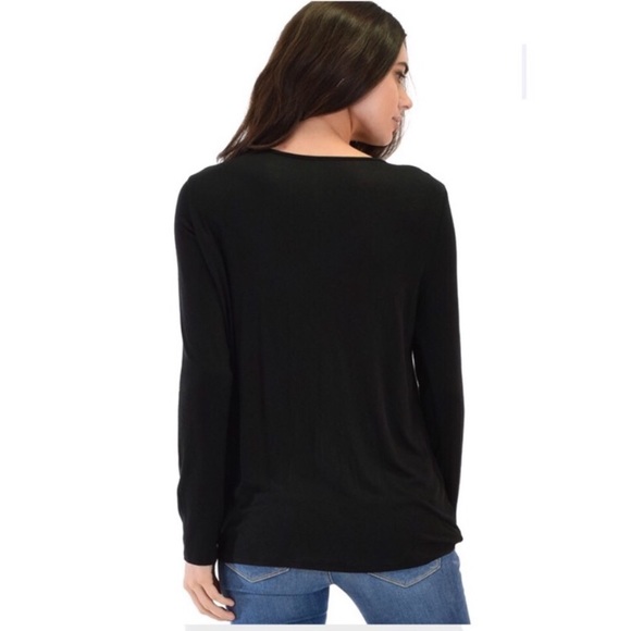 Black Surplice Criss Cross Top - Picture 5 of 6